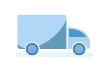 Teslimat servisi. Kargo kamyonu ikonu. Beyaz arkaplanda izole edilmiş düz biçimdeki vektör illüstrasyonu. Lojistik ve ulaşım teknolojisi