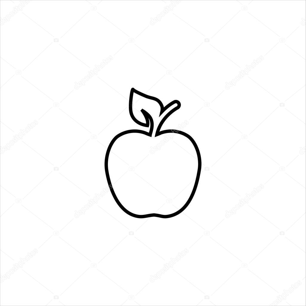 Apple vector icon. Simple black outline icon isolated on a white background. Logo illustration. For ui and ux, website or mobile application.