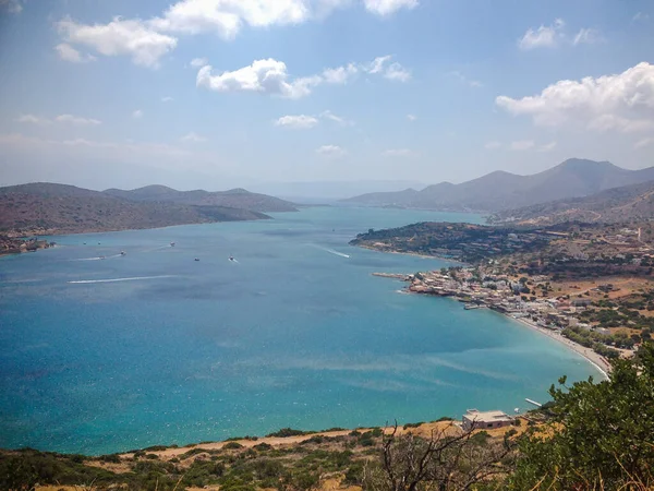 Elounda Kreta Grekland September 2017 Utsikt Från Berget Till Den — Stockfoto