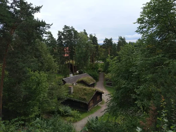 Oslo, Norveç. 25 Ağustos 2017: Norveç Halk Müzesi Norsk Folkemuseum. Görünüm.