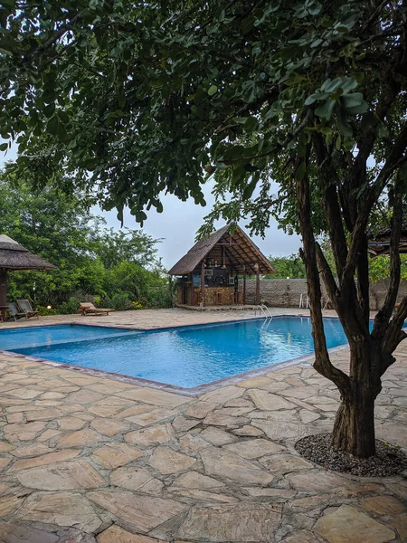 Mikumi Tanzania December 2019 Refreshing Pool Africa Lodge Vertical — Stock Photo, Image