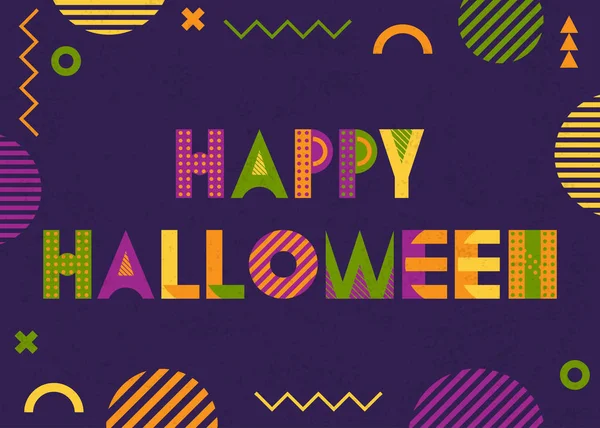 Feliz Halloween Fuente Geométrica Moda Estilo Memphis Los Años Inscripción — Archivo Imágenes Vectoriales