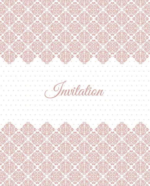 Elegant invitation card. layout with pink vintage ornament. — Stock Vector