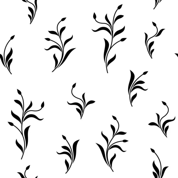 Modèle sans couture. Plantes individuelles avec des feuilles et des bourgeons isolés sur fond blanc. Texture pour imprimer, papier peint, décoration, textile, conception de paquet — Image vectorielle