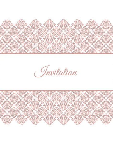 Elegante tarjeta de invitación. diseño con adorno vintage rosa . — Archivo Imágenes Vectoriales