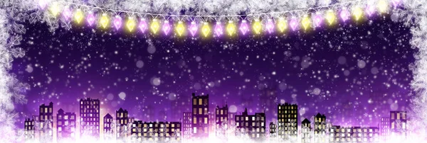 Night holiday city (purple background)