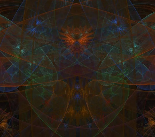 Illustraties Psychedelische Fractal Futuristische Geometrische Kleurrijke Ornament — Stockfoto