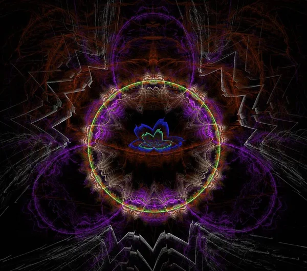 Иллюстрации Психоделический Фрактальный Футуристический Геометрический Красочный Орнамент — стоковое фото