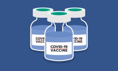 Covid-19 Aşıları, Virüsü Önleme ve Koronavirüs hakkında grafiksel çizimler. Düz tasarım