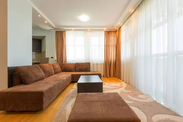 Interior Modern Open Plan Hotel Apartment Living Room – stockfoto