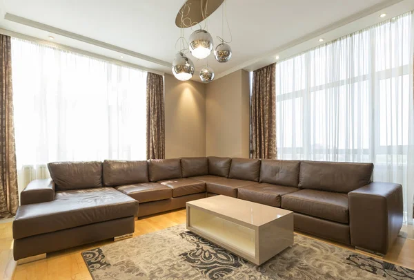 Interior Modern Open Plan Hotel Apartment Living Room — Stock Photo, Image