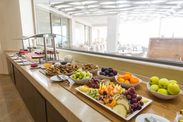 Interior Del Hotel Mesa Buffet Postre Todo Incluido — Foto de Stock