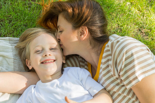 Mother and son enjoying together in the park