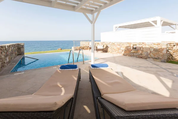 Greece, Interior of sea hotel bedroom