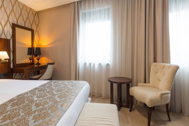 Lüks çift kişilik yatak otel yatak odası iç