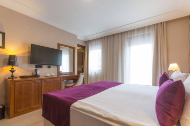 Lüks çift kişilik yatak otel yatak odası iç