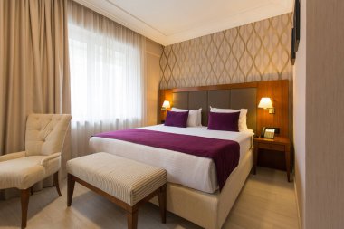 Lüks çift kişilik yatak otel yatak odası iç