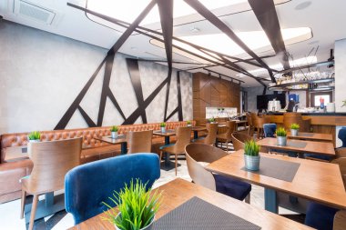 Modern bir otel lounge cafe bar restoran iç