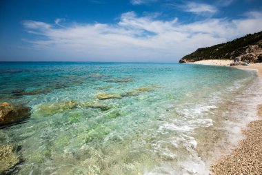 İyon denizinde güzel plaj, Lefkada adası, Yunanistan
