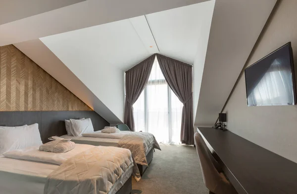 Interior Luxury Hotel Bedroom Mountain Hotel Resort — Stock Photo, Image