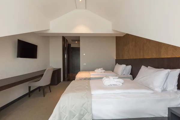 Intérieur Une Chambre Hôtel Dans Loft — Photo