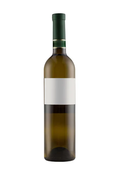 Mock Garrafa Vinho Com Rótulo Branco Isolado Fundo Branco — Fotografia de Stock