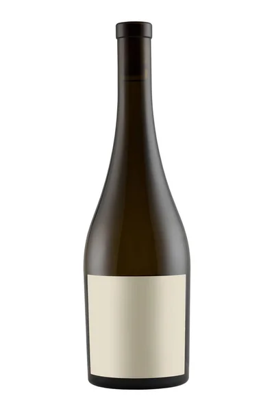 Wijnfles Mock Met Blanco Label Geïsoleerd Witte Achtergrond — Stockfoto