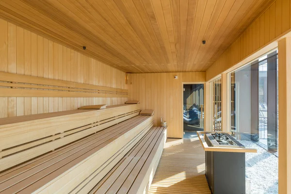 Intérieur Sauna Pierre Chaude Dans Une Station Hôtelière — Photo