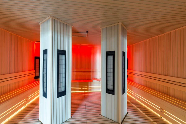 Interior Sauna Luz Infrarroja Centro Spa Del Hotel — Foto de Stock