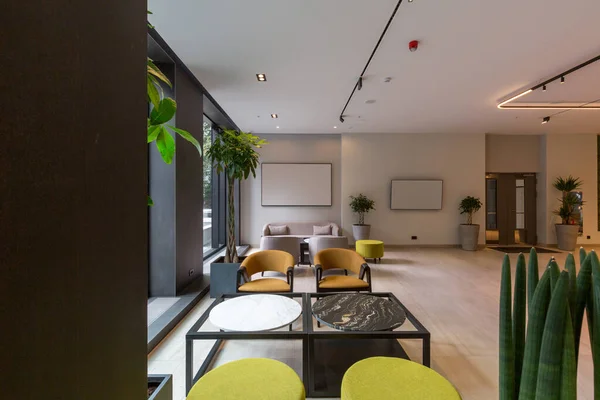 Interior Empty Modern Hotel Lounge Bar — Stock Photo, Image