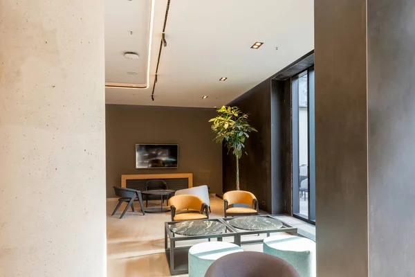 Interieur Van Een Leeg Modern Hotel Lounge Cafe Restaurant — Stockfoto
