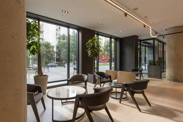 Interior Empty Modern Hotel Lounge Bar — Stock Photo, Image