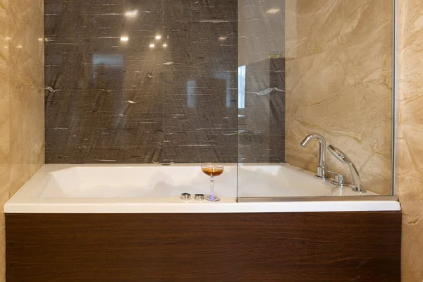 Intérieur Salle Bain Marbre Avec Baignoire — Photo