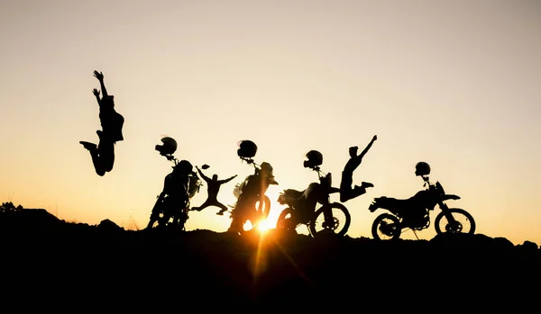 Crazy Motorcycle Crew Adventure Team — Stock Photo, Image