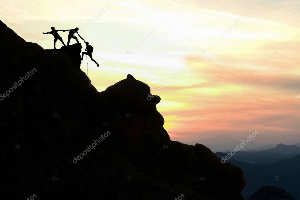 climber aide and association in dangerous rocks