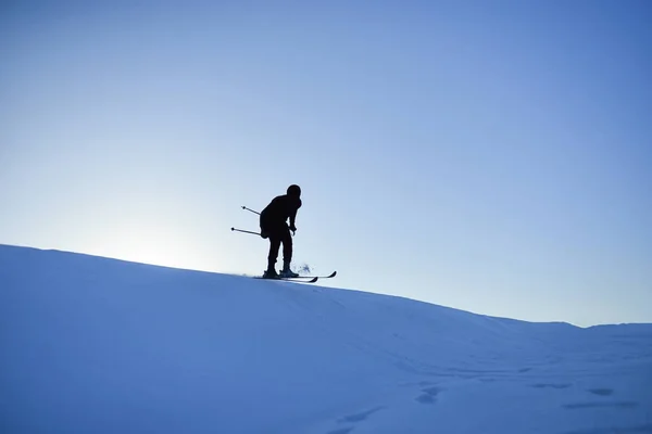 Actief Energiek Professionele Skiër Silhouet — Stockfoto