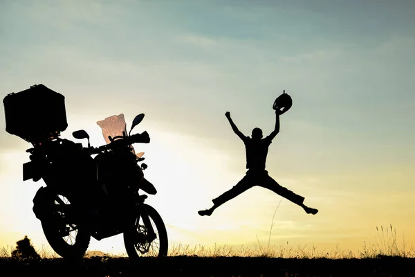 Aventureiro Motocicleta Enérgica Entusiasta — Fotografia de Stock