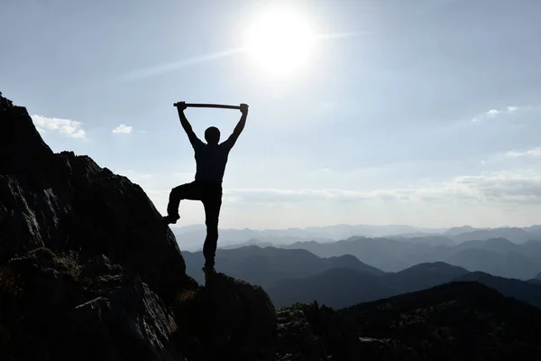 山の頂上 成功と闘い — ストック写真