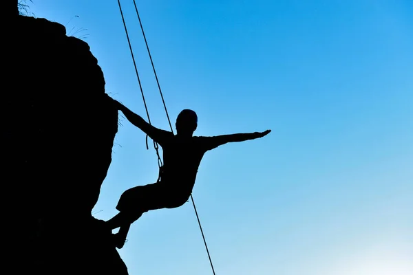 Silhouette Arrampicatore Arrampicatore Pazzo Sport — Foto Stock