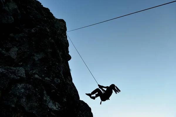 Dynamic Move Crazy Rock Climber — Stock Photo, Image