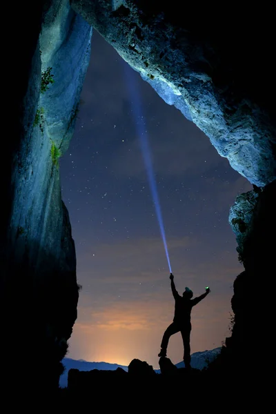 Australia Hombre Entre Los Expertos Cueva Que Descubrieron Nuevo Cueva — Foto de Stock