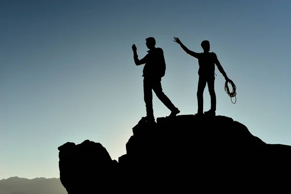 Rock climbing, summit adventure and mountaineering — Stock Photo, Image
