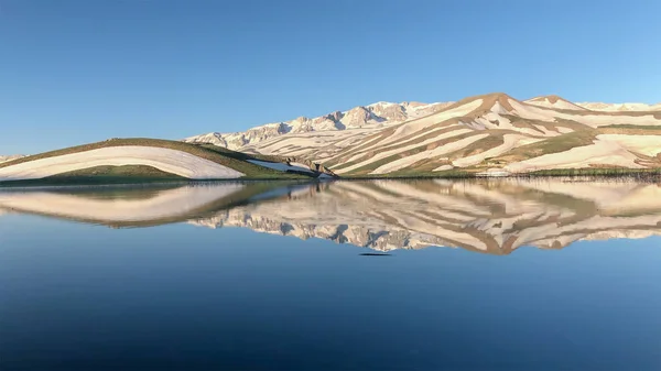 Cebra modelado montañas y espectaculares reflexiones — Foto de Stock