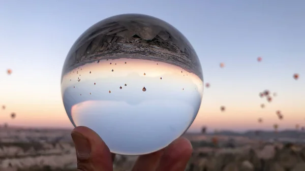 Cristal de cuarzo esfera creativa capadocia vistas — Foto de Stock
