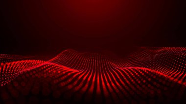 Karanlık bir arka planda hareket eden dalgaların illüzyonunu yaratan soyut renkli, ışıldayan noktaların dalgası. Görselleştirme, teknolojiyi, geleceğin sanatını birleştiren 3D dinamik bir vektör dalgasına benziyor.