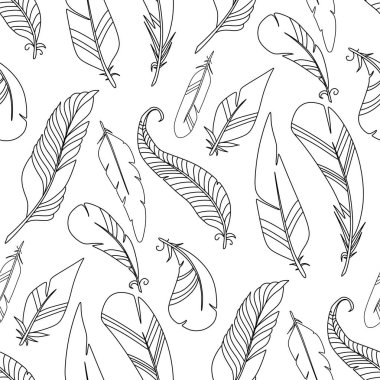 çizgi film tüy vektör seamless modeli kuş doku tek renkli arka plan