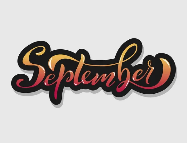 Letras de la mano septiembre signo nuevo año mes logo ombre letras tipografía decorativa gradiente caligrafía —  Fotos de Stock