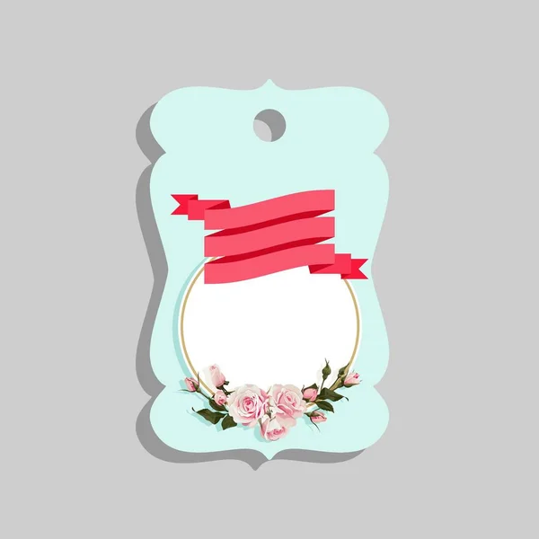 Flowered Gift Tag Shapes vector clip art isolated luggage tag with roses decorative label — Stock Vector