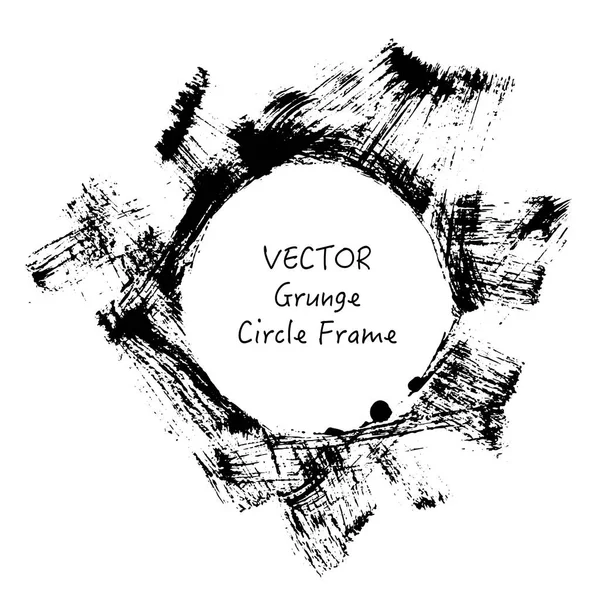 Vector grunge cirkelframe met borstel Stoke textuur — Stockvector