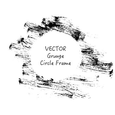 Fırça Stoke doku ile vektör grunge daire çerçevesi